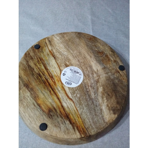 Taca z drewna MANGO duża rustykalna 29 cm OKRĄGŁA naturalna lakierowana