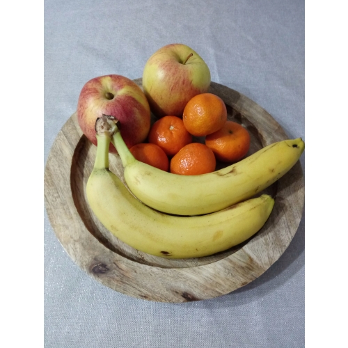 Taca z drewna MANGO duża rustykalna 29 cm OKRĄGŁA naturalna lakierowana
