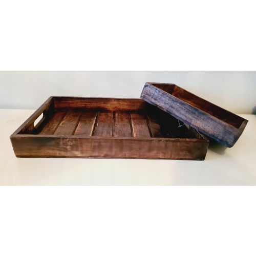 Taca z drewna TEAK patera ciemny brąz 38,5 x 29 cm