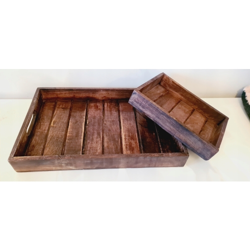 Taca z drewna TEAK patera ciemny brąz 38,5 x 29 cm