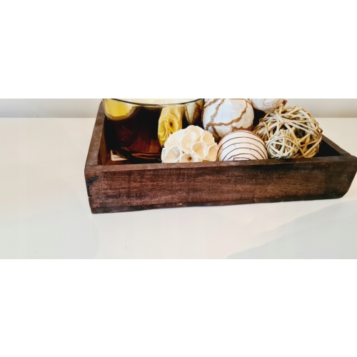 Taca z drewna TEAK patera ciemny brąz 38,5 x 29 cm