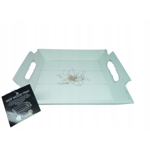 TACA DEKORACYJNA z uchwytami MDF 23 x 20cm kwiat S