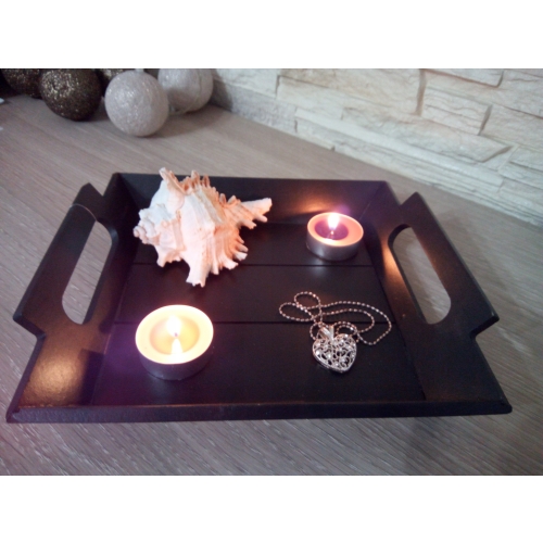 TACA DEKORACYJNA z uchwytami MDF 23 x 20cm kwiat S
