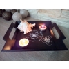 TACA DEKORACYJNA z uchwytami MDF 23x20cm kwiat cza