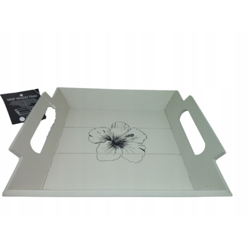 TACA DEKORACYJNA z uchwytami MDF 23x20cm WZÓR BEŻO