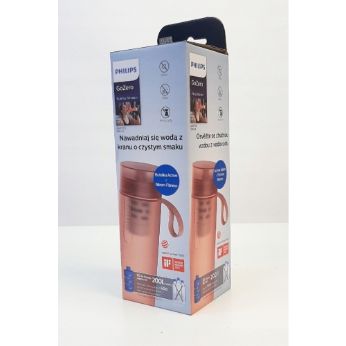 BUTELKA FILTRUJĄCA WRAZ Z FILTREM PHILIPS GoZero Hydration w kolorze PINK