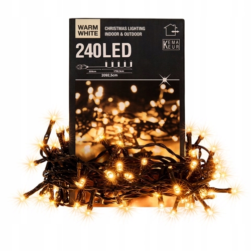 LAMPKI CHOINKOWE wewnętrzne zewnętrzne 240 Led Ciepłe białe