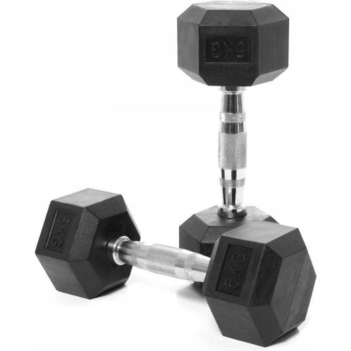 HANTLE DUMBBELL CIĘŻARKI 2 x 5 kg POWLEKANE GUMĄ
