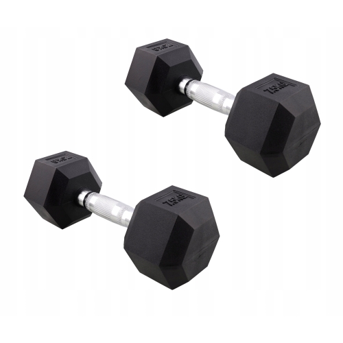 HANTLE DUMBBELL CIĘŻARKI 2 x 7,5 kg POWLEKANE GUMĄ