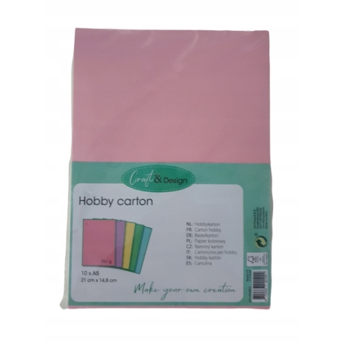 PAPIER kolorowy hobby carton A5 kolory PASTEL