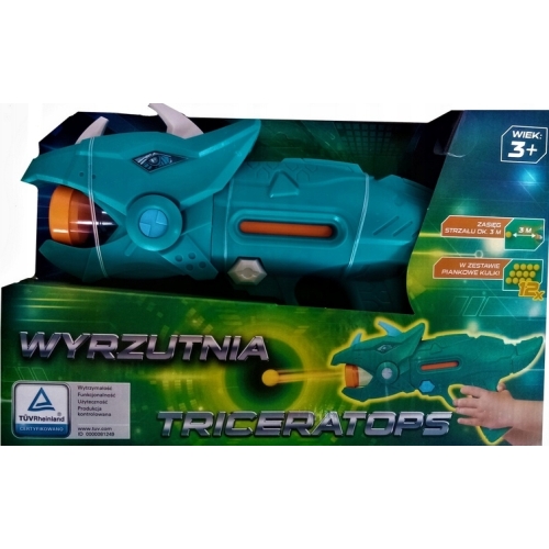PISTOLET WYRZUTNIA KULEK PIANKOWYCH TRICERATOPS 3m
