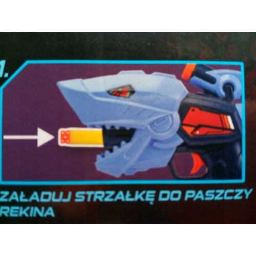 PISTOLET NA STRZAŁKI WYRZUTNIA MEGALODON ZASIĘG 5 m efekty DŹWIĘK ŚWIATŁO