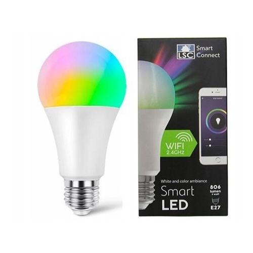 SMART ŻARÓWKA WIFI LED RGB 9W E27 806 lumen 2,4GHz