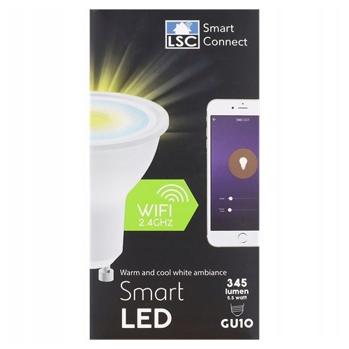 SMART ŻARÓWKA WIFI LED 5,5W GU10 345 lumen 2,4 GHz