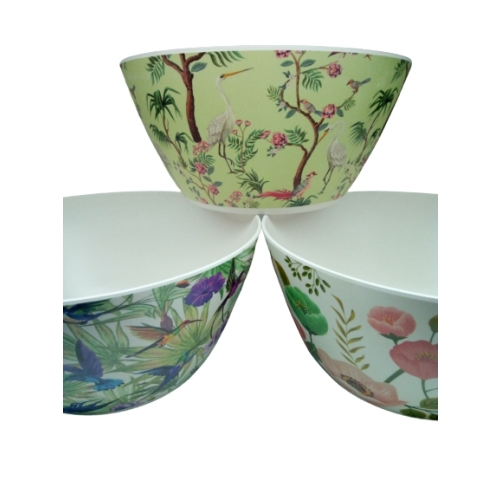 Miska Misa z włókna bambusowego w motywie ptasim z czaplą 25 x 13 x 15 cm