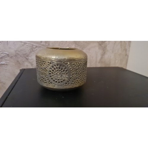 Świecznik lampion na tealighty ażurowy metalowy Glamour Srebrny Złoty Miedź