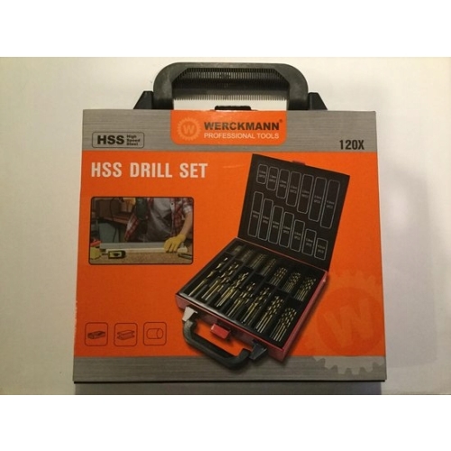 Zestaw wierteł HSS 120 SZT DO DREWNA METALU PLASTIKU WERCKMANN ORGANIZER