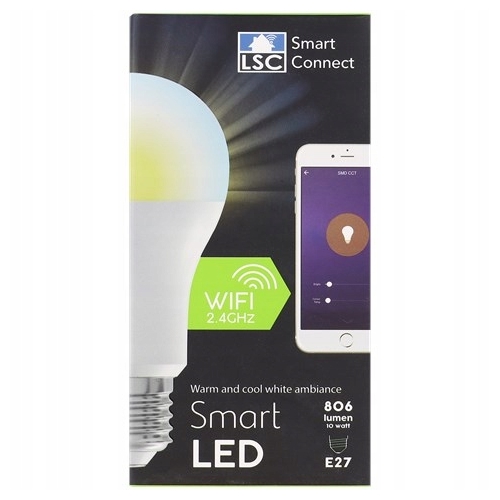 SMART ŻARÓWKA WIFI LED 10W E27 806 lumen 2,4 GHz