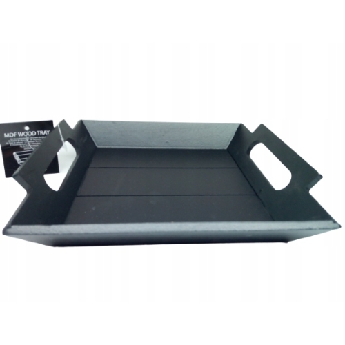 TACA DEKORACYJNA z uchwytami MDF 23 x 20 cm CZARNA