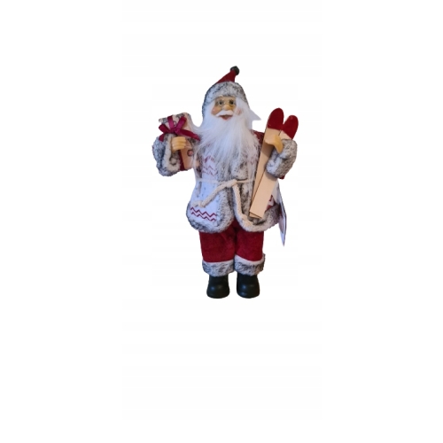 Figura Mikołaja z nartami i prezentem święta 30 cm