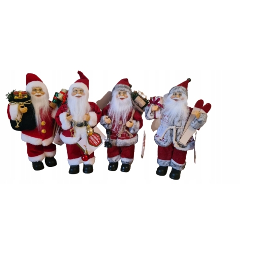 Figura Mikołaja z nartami i prezentem święta 30 cm