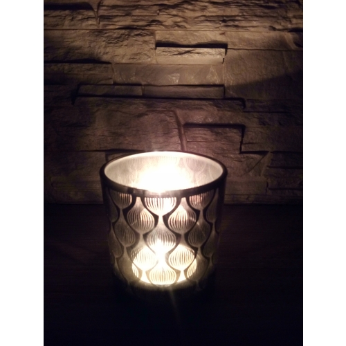ŚWIECZNIK LUSTRZANY WZÓR ROŚLINNY NA TEALIGHT 2060