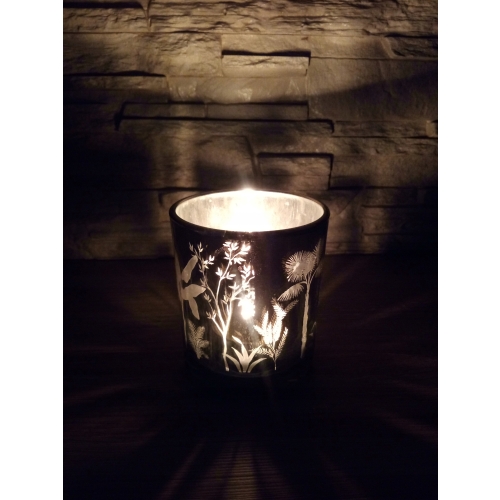 ŚWIECZNIK LUSTRZANY WZÓR ROŚLINNY NA TEALIGHT 2060