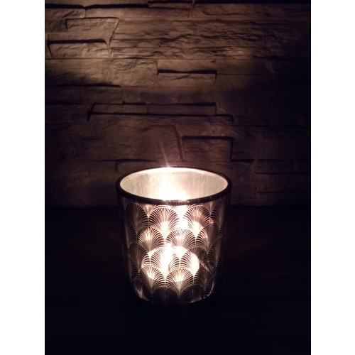 ŚWIECZNIK LUSTRZANY WZÓR ROŚLINNY NA TEALIGHT 2046