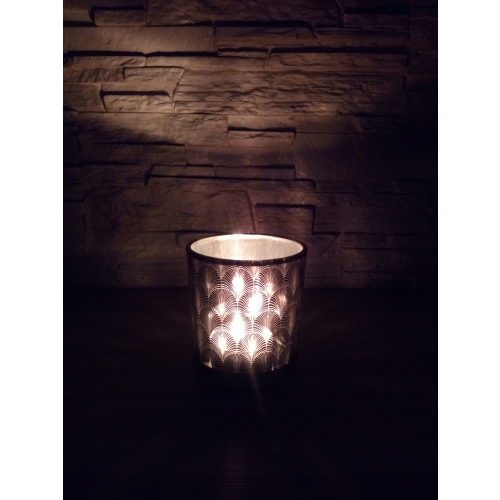 ŚWIECZNIK LUSTRZANY WZÓR ROŚLINNY NA TEALIGHT 2046