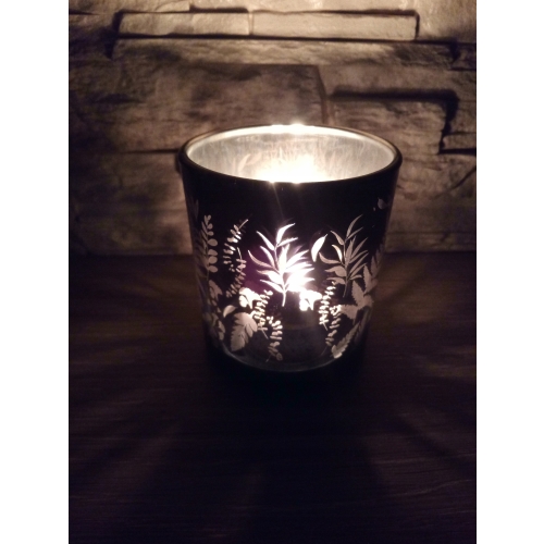 ŚWIECZNIK LUSTRZANY WZÓR ROŚLINNY NA TEALIGHT 2046