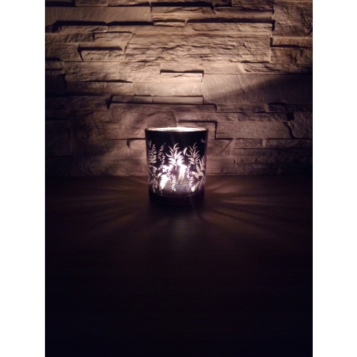 ŚWIECZNIK LUSTRZANY WZÓR ROŚLINNY NA TEALIGHT 2046