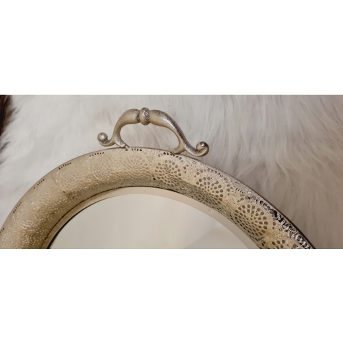 Taca srebrna lustrzana okrągła ażurowa śr 52 cm XL