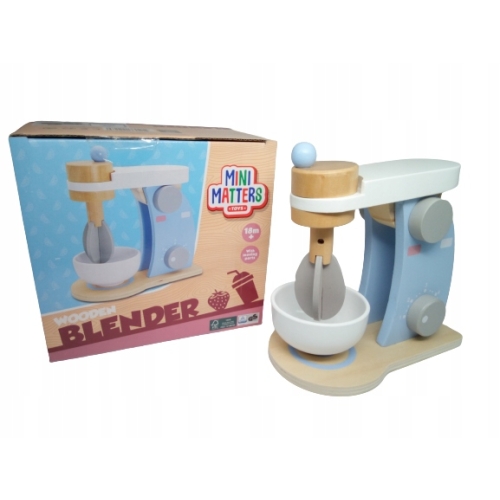 DREWNIANY BLENDER DLA DZIECI AKCESORIA KUCHENNE MINI MATTERS BIAŁE Z ŻOŁTYM