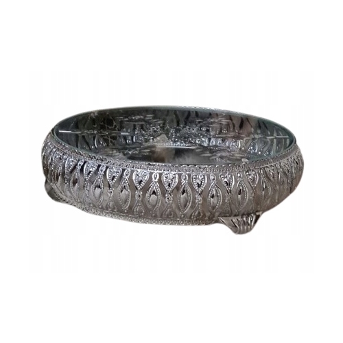 Taca patera dekoracyjna Home Accents okrągła ażurowa glamour szklana 22 cm