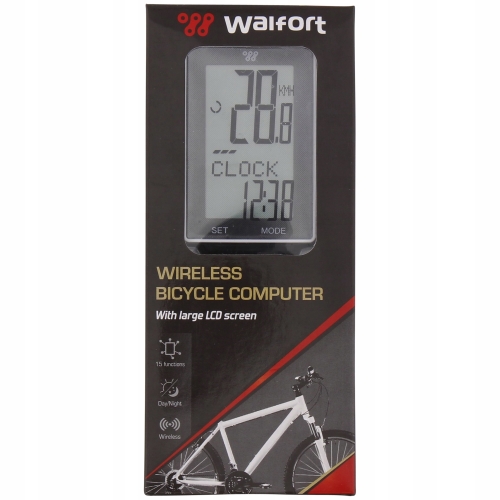 Licznik rowerowy bezprzewodowy LCD Walfort BIAŁY WODOODPORNY 15 FUNKCJI