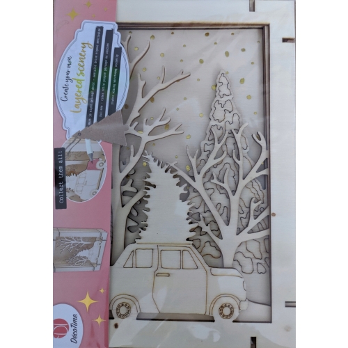 OBRAZEK PRZESTRZENNY 3D auto choinka zima święta