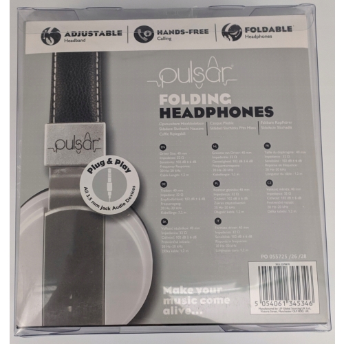 SŁUCHAWKI PRZEWODOWE PULSAR NAUSZNE Z REGULACJĄ W KOLORZE BIAŁYM MIĘKKIE 46