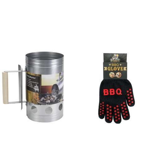 KOMIN DO ROZPALANIA WĘGLA GRILLA + RĘKAWICA BBQ CZ