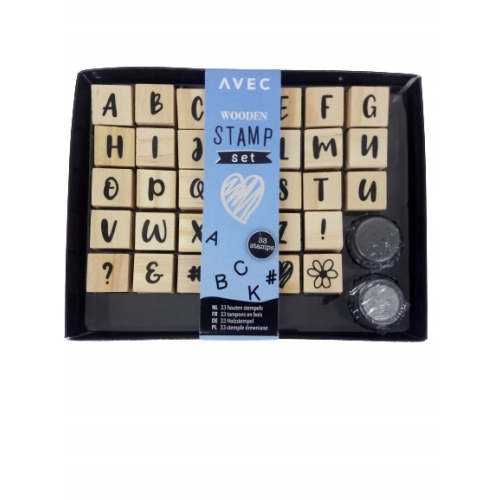 STEMPLE DREWNIANE LITERKI CZARNY I SREBRNY TUSZ