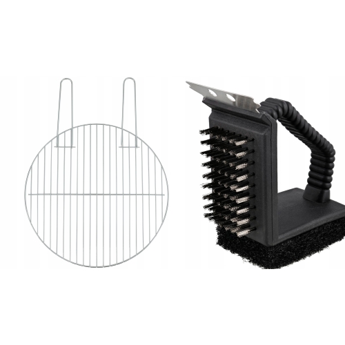 Ruszt do grilla Ø 44 cm + Szczotka czyszcząca MAŁA