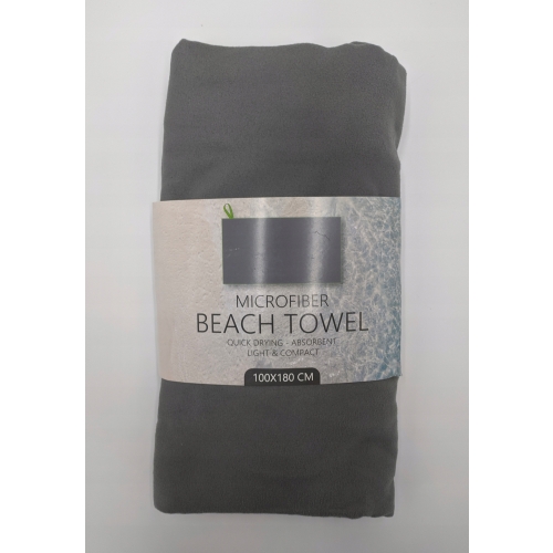RĘCZNIK PLAŻOWY Z MIKROFIBRY SZYBKOSCHNĄCY SZARY 100 X 180 CM