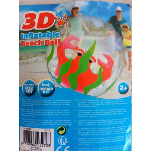 PIŁKA PLAŻOWA NA BASEN DMUCHANA 3D CZERWONY KRAB