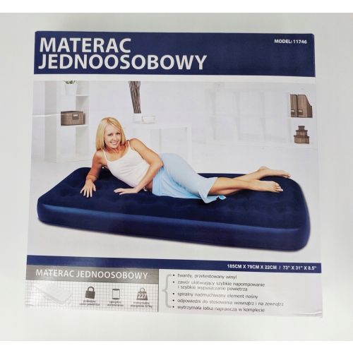 MATERAC JEDNOOSOBOWY 185x79x22 cm 11746 + POMPKA