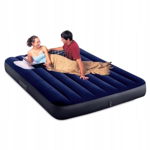 MATERAC WELUROWY DWUOSOBOWY DUŻY MOCNY 191x137x25 CM + POMPKA INTEX 64758