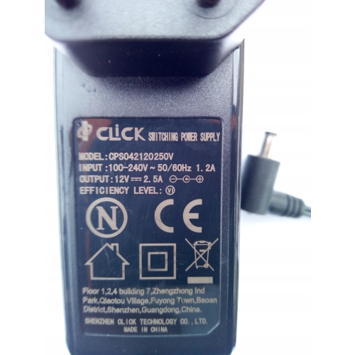 ZASILACZ NISKONAPIĘCIOWY firmy CLICK model CPS042120250V MOCNY 12V 2,5A