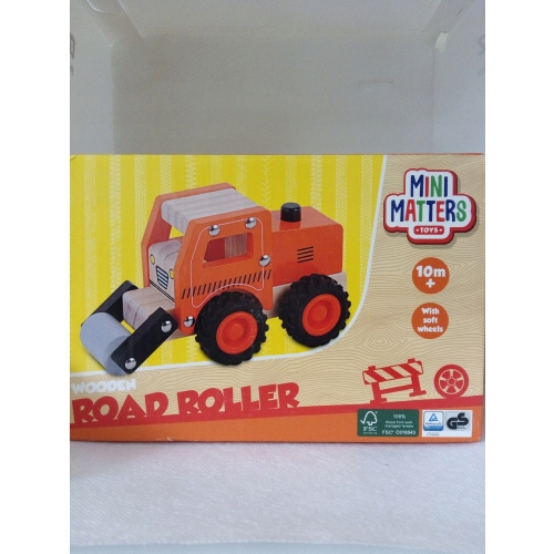 Samochód drewniany Mini Matters walec drogowy