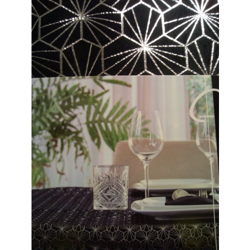 OBRUS AKSAMITNY GLAMOUR 145 X 250CM CZARNO SREBRNY
