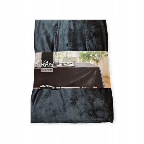 OBRUS AKSAMITNY GLAMOUR 145 X 250 CM CZARNY