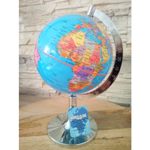 GLOBUS GEOGRAFICZNY METALOWA PODSTAWA 23CM SZKOLNY