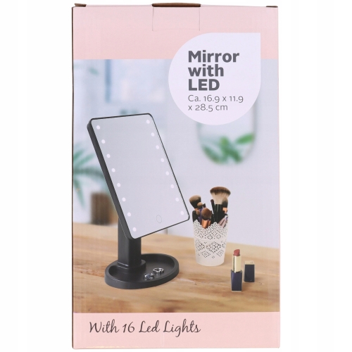 Podświetlane LUSTRO kosmetyczne LUSTERKO Do Makijażu LED na bat 16,9x11,9cm